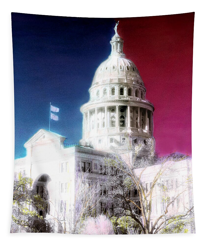 Americana Tapestry featuring the photograph Patriotic Texas Capitol by Marilyn Hunt