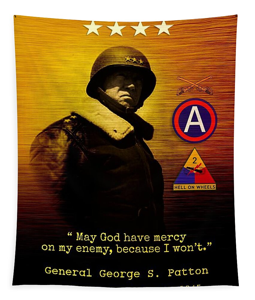George S Patton Tapestry featuring the digital art Patton tribute by John Wills