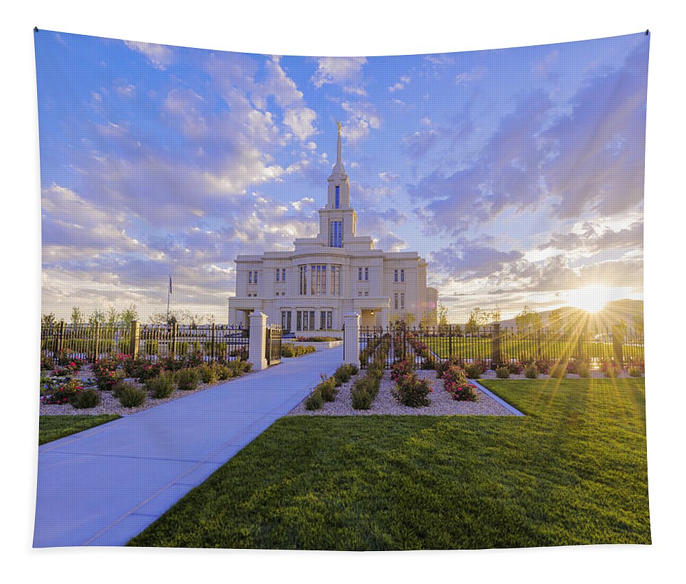 Payson Tapestry featuring the photograph Payson Temple I by Chad Dutson