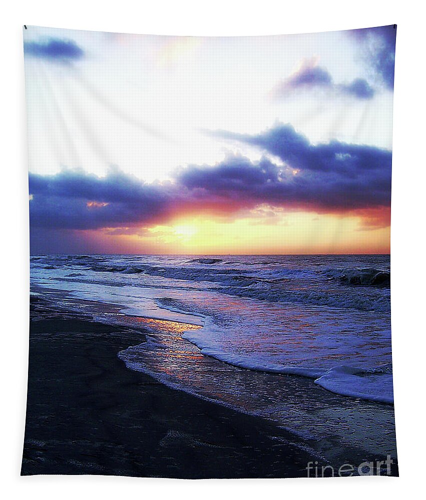 Sunrise Tapestry featuring the digital art Peaceful Ocean Sunrise by Phil Perkins