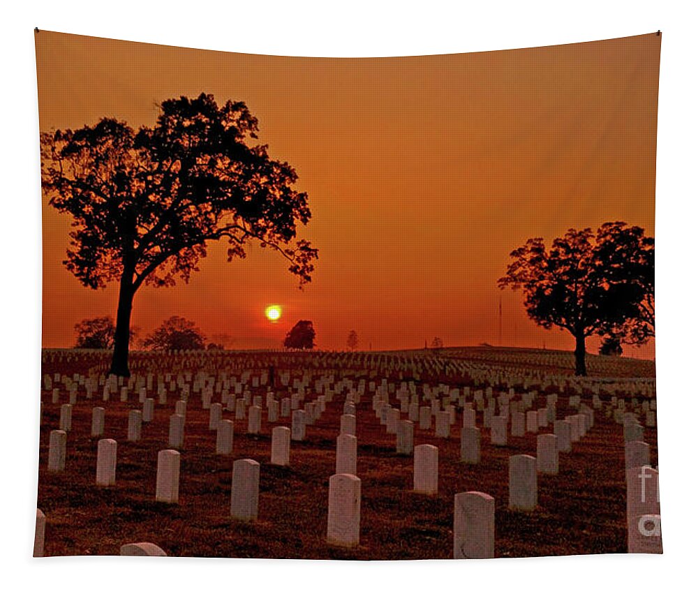 Chattanooga National Cemetery Tapestry featuring the photograph Peaceful Sunset by Geraldine DeBoer