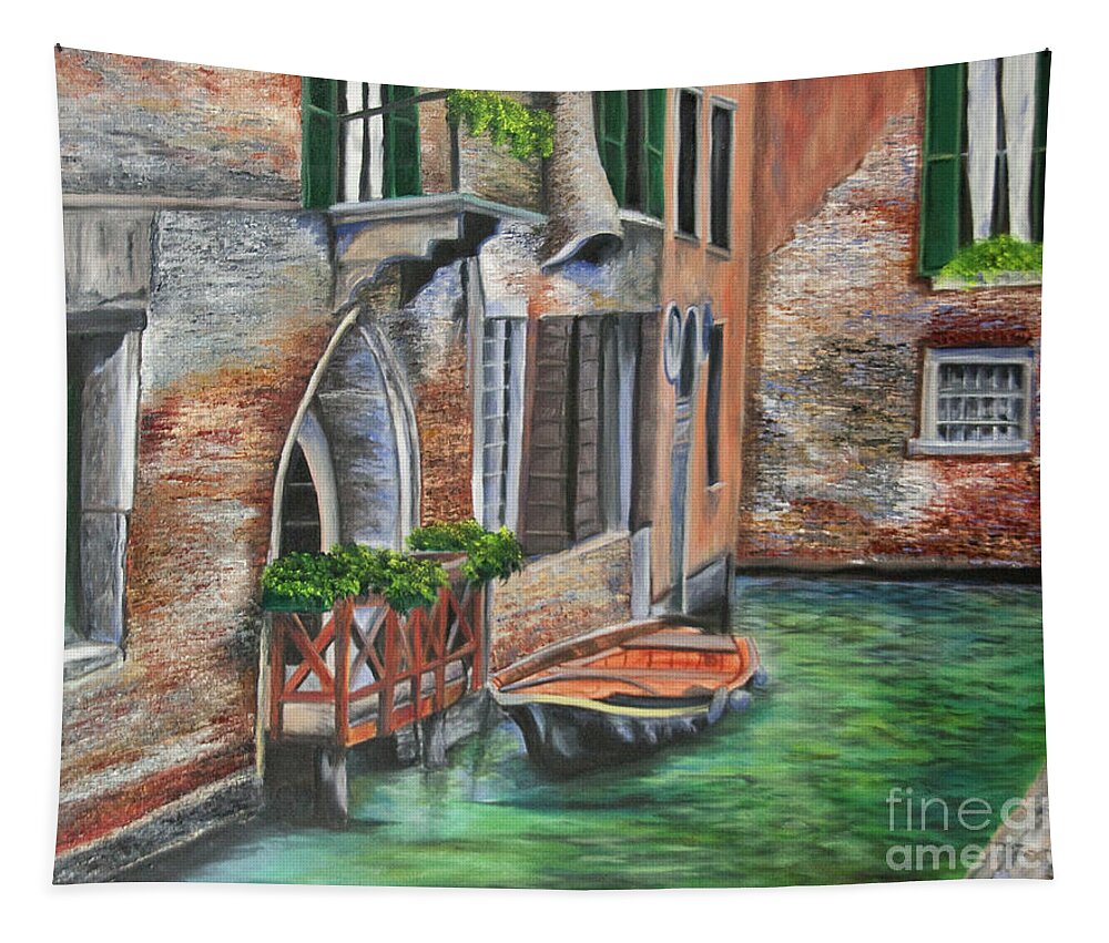 Venice Paintings Tapestry featuring the painting Peaceful Venice Canal by Charlotte Blanchard
