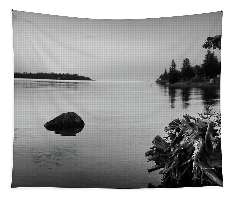 Kelly Hazel Tapestry featuring the photograph Peaceful Waters at Crystal Point, Lake Huron MI by Kelly Hazel