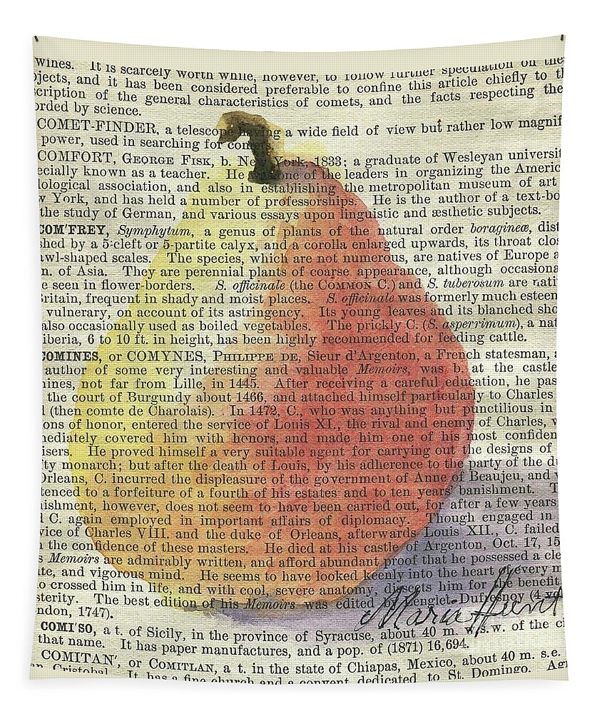 Pear Tapestry featuring the painting Pear In The Square by Maria Hunt