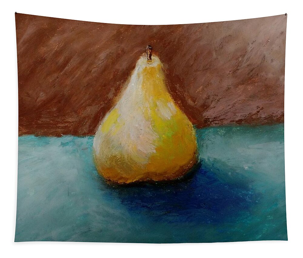 Pear Tapestry featuring the pastel Pear with Brown and Teal by Michelle Calkins