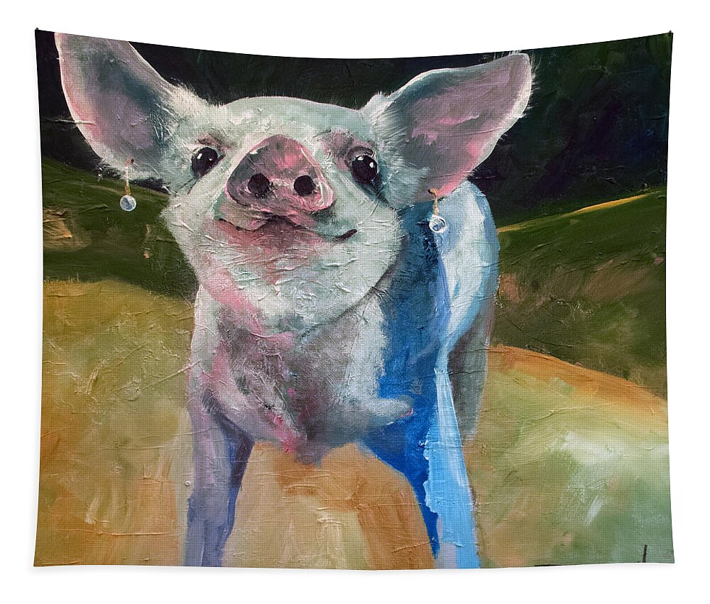 Pig Tapestry featuring the painting Pearl by Sean Parnell