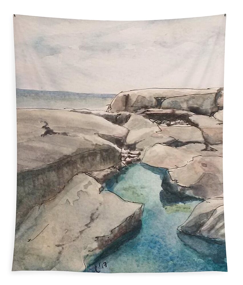 Peggy's Cove Tapestry featuring the painting Peggy's Cove by Sheila Romard