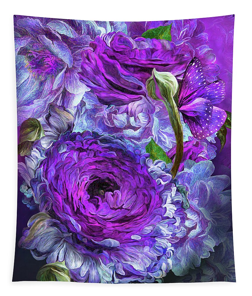 Carol Cavalaris Tapestry featuring the mixed media Peonies In Lavenders by Carol Cavalaris