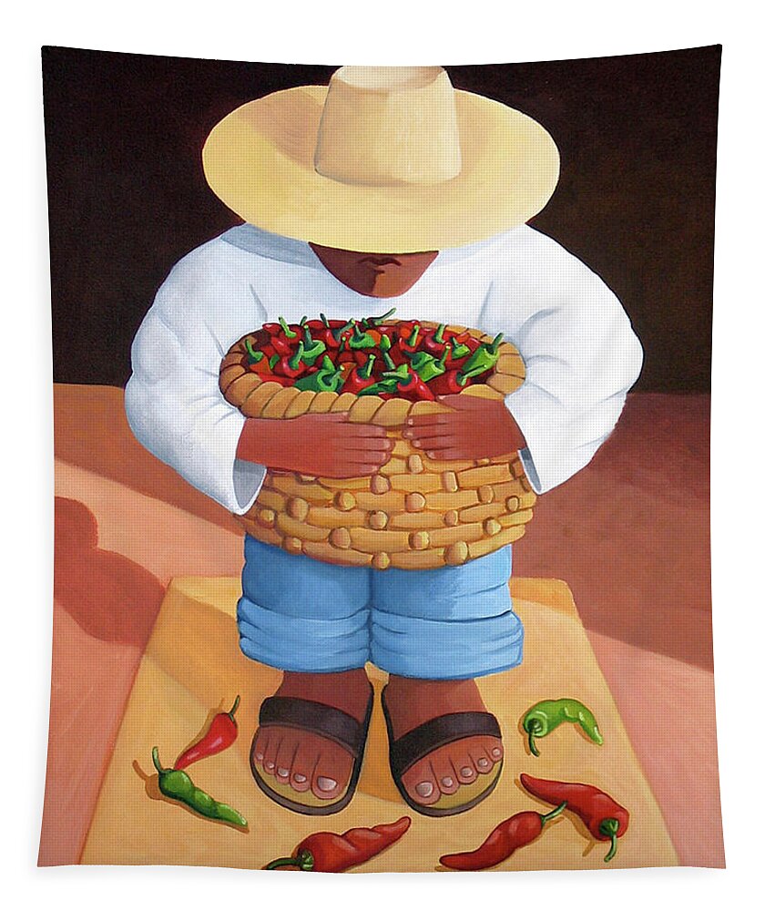 Mexican Tapestry featuring the painting Pepper Boy by Lance Headlee
