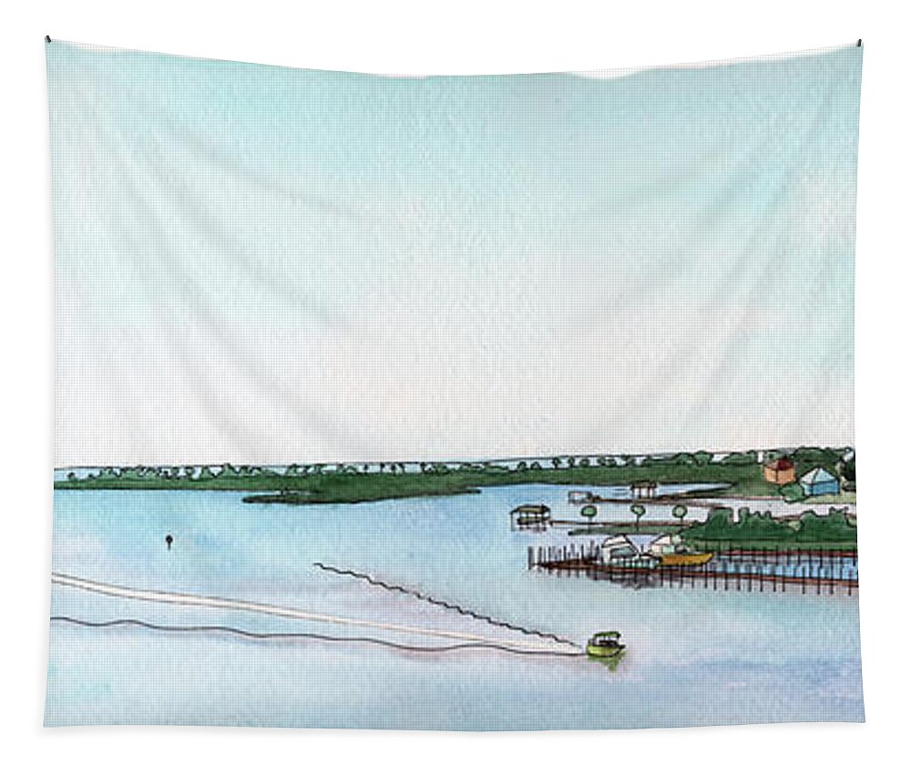 Watercolor Tapestry featuring the painting Perdido Key Bay by Betsy Hackett