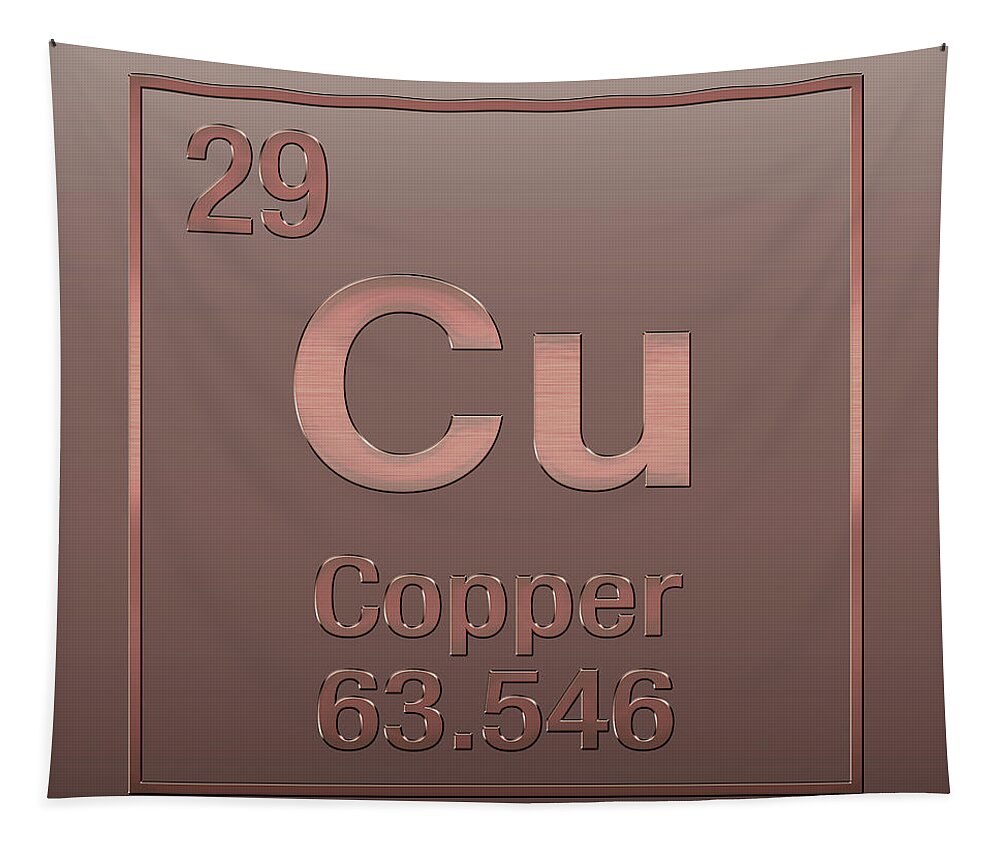'the Elements' Collection By Serge Averbukh Tapestry featuring the digital art Periodic Table of Elements - Copper - Cu - Copper on Copper by Serge Averbukh