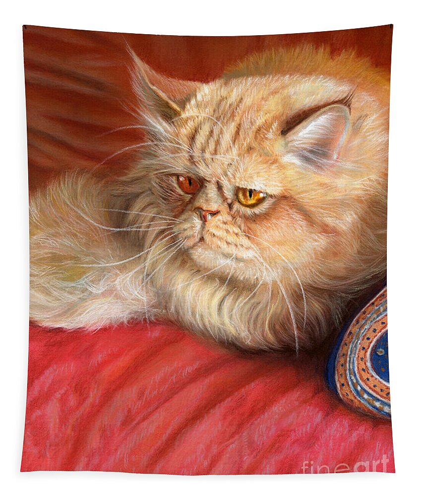 Cat Tapestry featuring the painting Persian cat by Svetlana Ledneva-Schukina