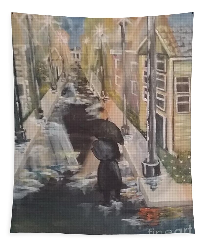 Rain Tapestry featuring the painting Persistence by Saundra Johnson