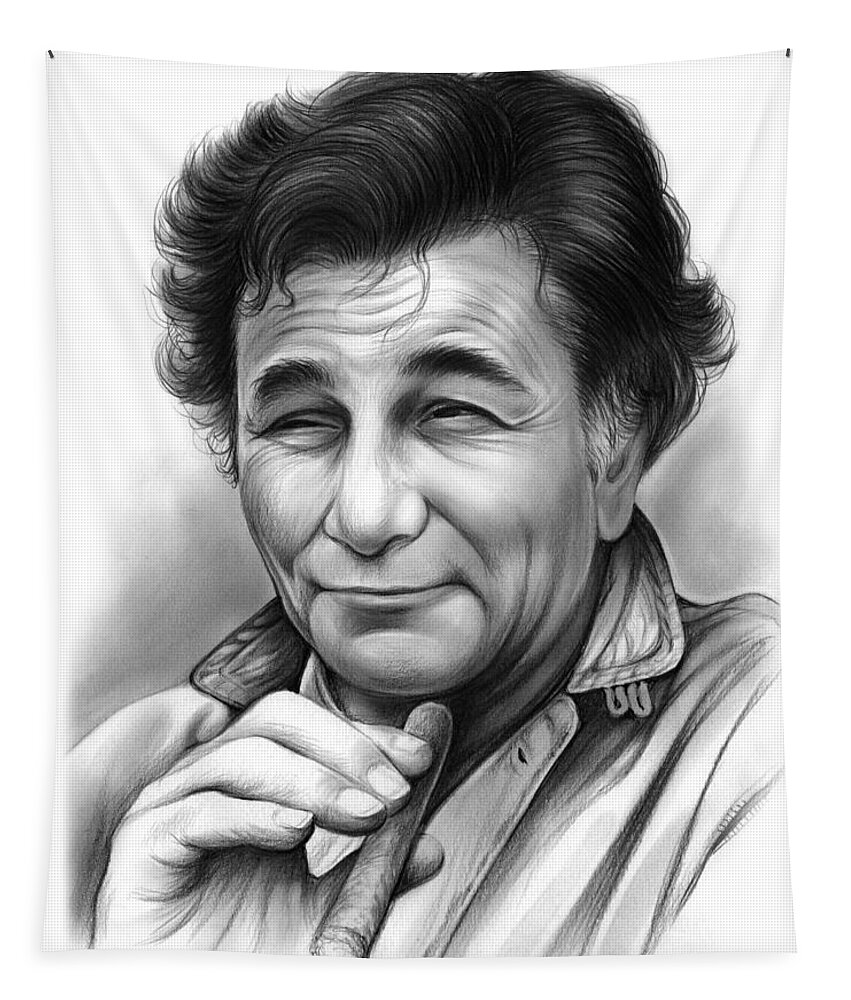 Peter Falk Tapestry featuring the drawing Peter Falk by Greg Joens