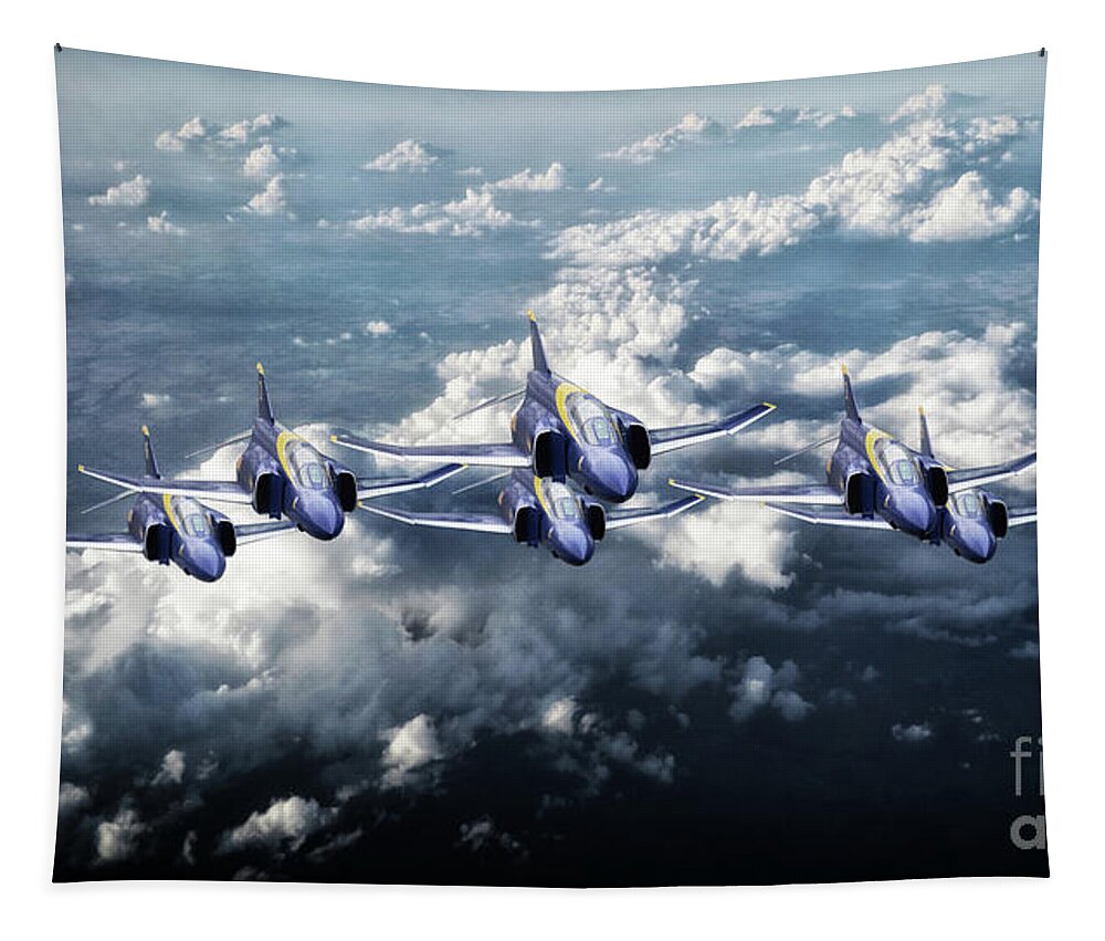 Blue Angels Tapestry featuring the digital art Phantom Angels by Airpower Art