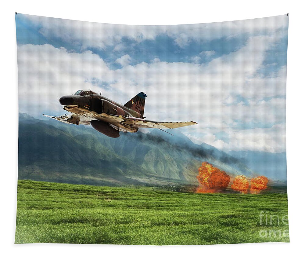F-4 Phantom Tapestry featuring the digital art Phantom Bomb Run by Airpower Art