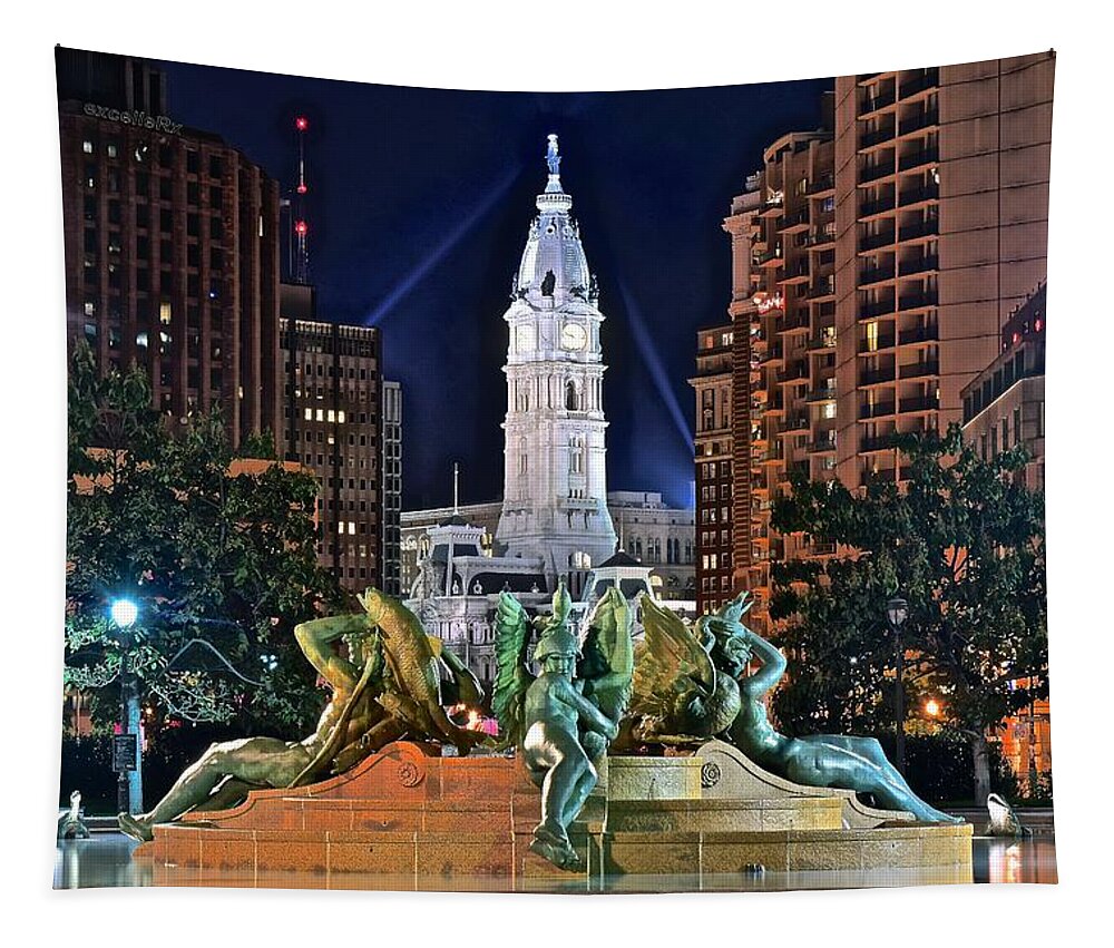 Philadelphia Tapestry featuring the photograph Philadelphia City Hall by Frozen in Time Fine Art Photography