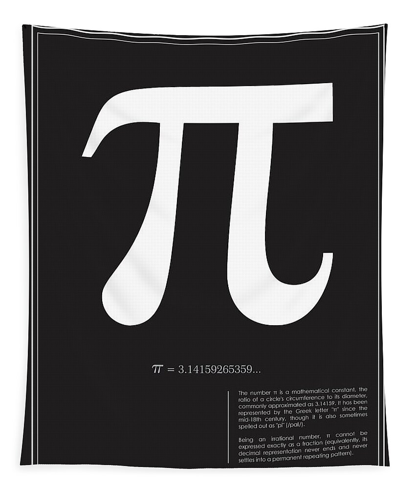 Pi Poster Tapestry featuring the mixed media Pi - Mathematical wall art print by Studio Grafiikka