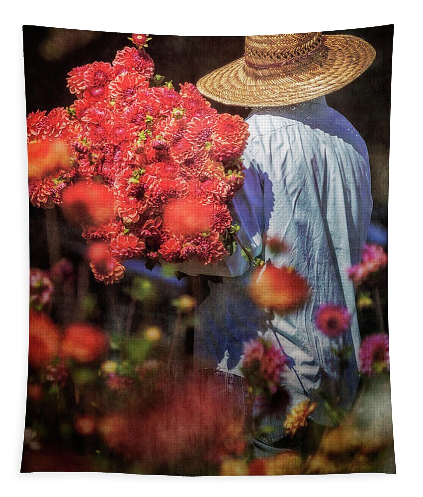 Dahlia Tapestry featuring the photograph Picking the Flowers by Belinda Greb