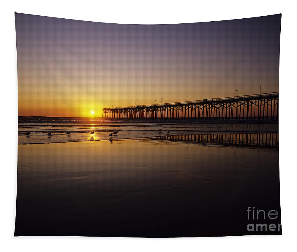 Air Art Tapestry featuring the photograph Pier at Sunset by Bill Schildge - Printscapes