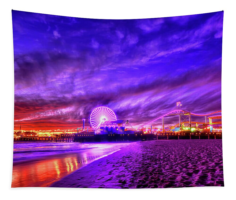 Santa Monica Tapestry featuring the photograph Pier of Lights by Midori Chan