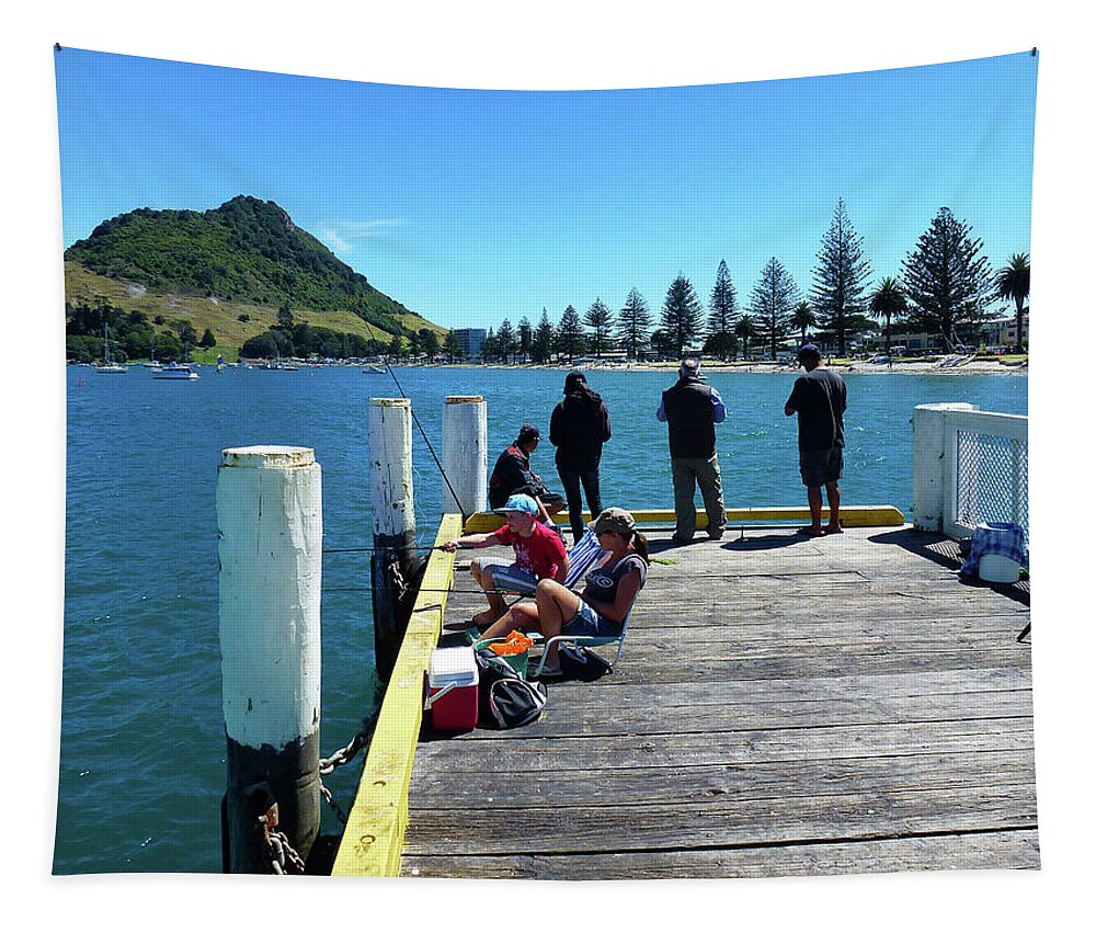 Pilot Bay Tapestry featuring the photograph Pilot Bay Beach 7 - Mt Maunganui Tauranga New Zealand by Selena Boron