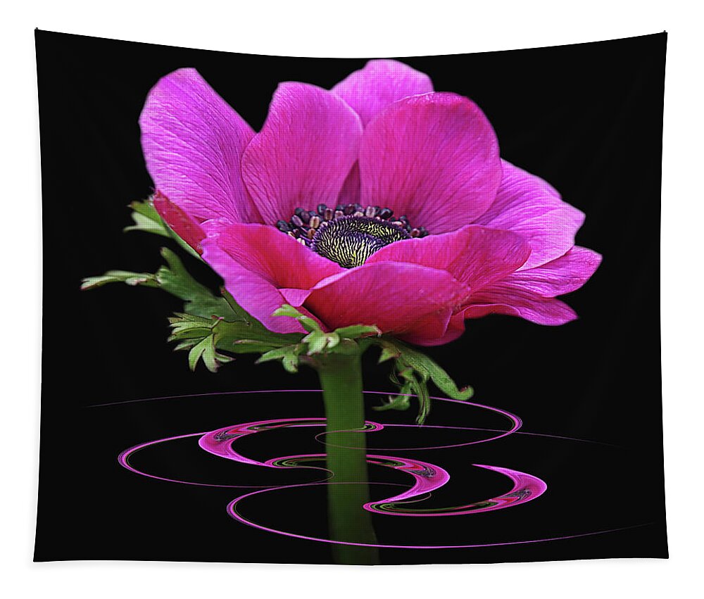 Pink Flower Tapestry featuring the photograph Pink Anemone Whirl by Gill Billington