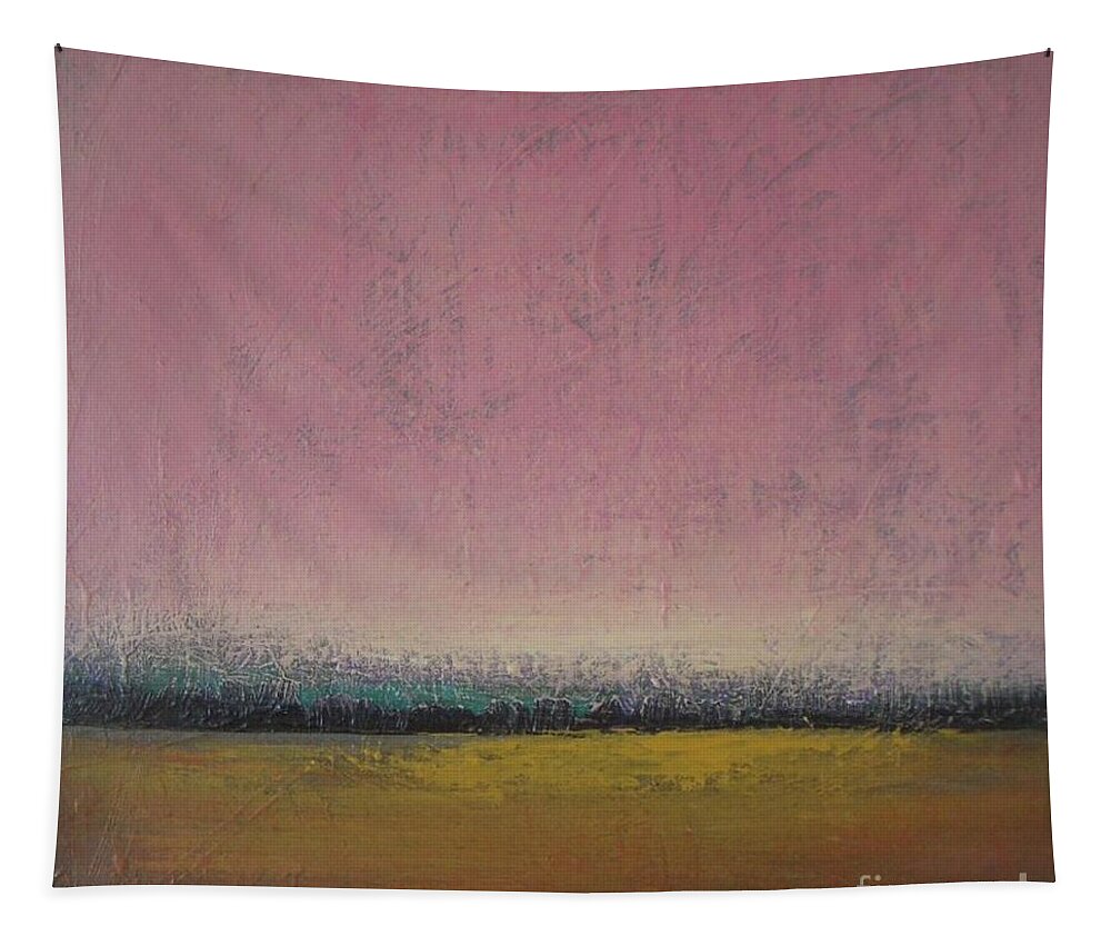 Abstract Landscape Tapestry featuring the painting Pink Dayspring by Vesna Antic