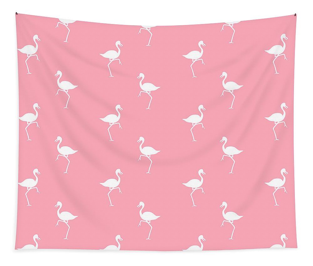 Flamingo Tapestry featuring the mixed media Pink Flamingos Pattern by Christina Rollo