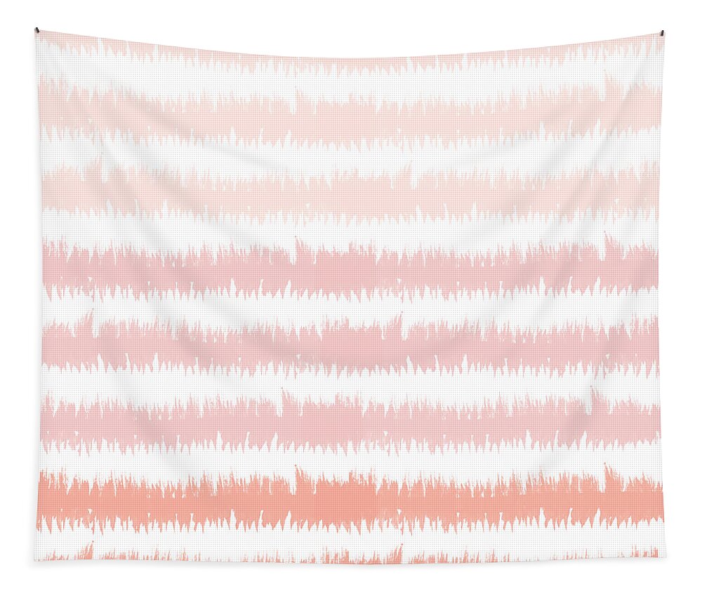 Pink Tapestry featuring the mixed media Pink Ombre Ikat Stripe- Art by Linda Woods by Linda Woods