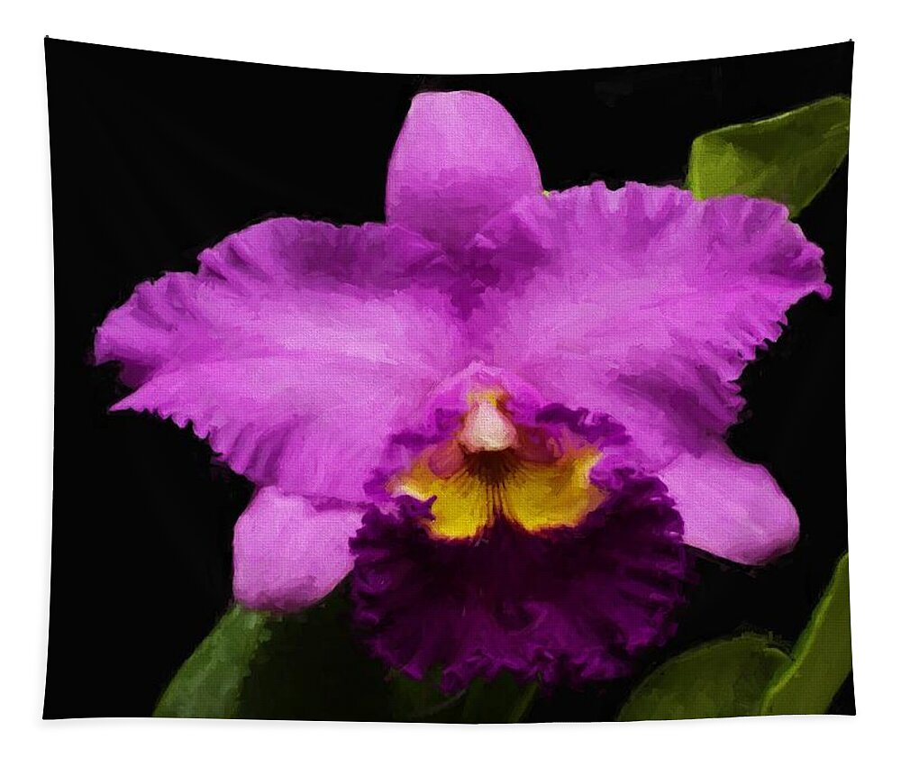 Flower Tapestry featuring the digital art Pink Orchid by Charmaine Zoe