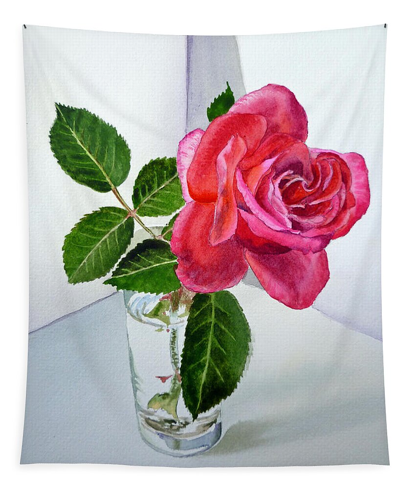 Rose Tapestry featuring the painting Pink Rose by Irina Sztukowski