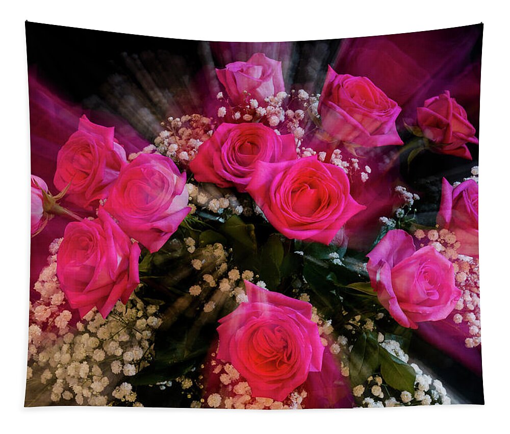 Pink Tapestry featuring the photograph Pink Roses Bouquet Explosion by James BO Insogna