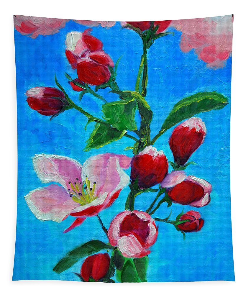  Tapestry featuring the painting Pink Spring by Ana Maria Edulescu