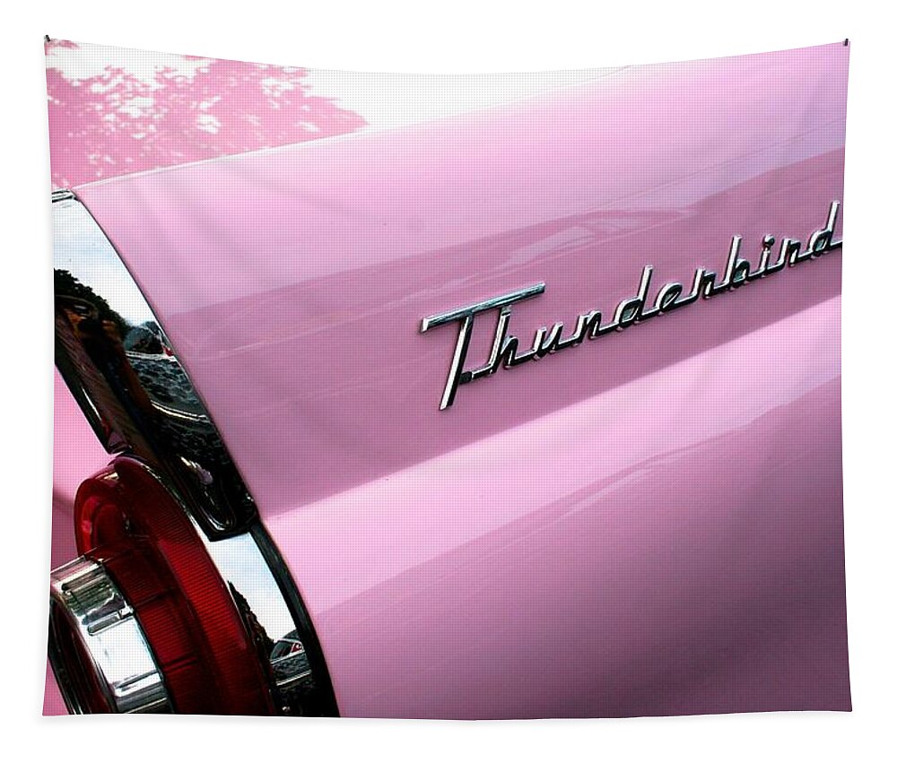 Cars Tapestry featuring the photograph Pink Thunderbird by Polly Castor
