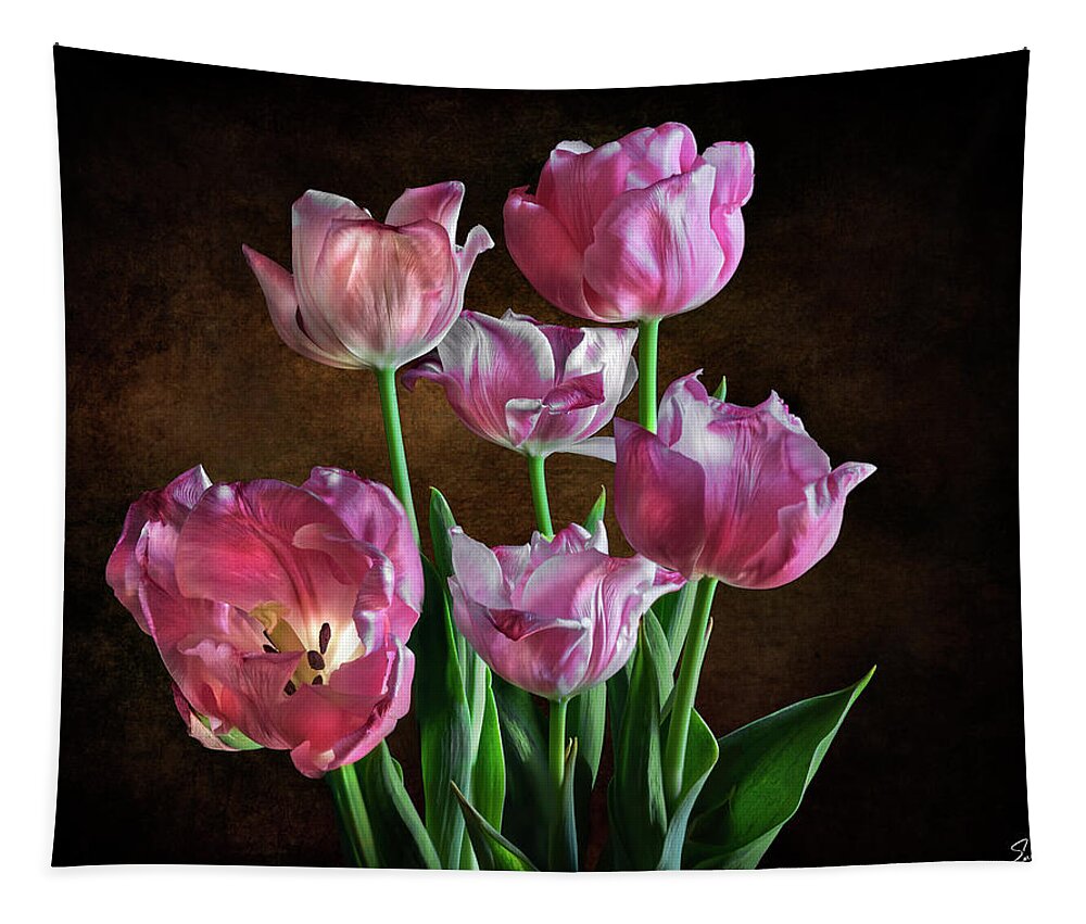 Pink Tulips Tapestry featuring the photograph Pink Tulips by Endre Balogh
