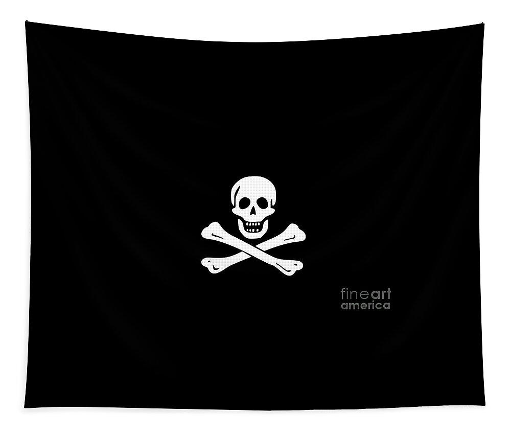 Jolly Tapestry featuring the digital art Pirate Flag tee by Edward Fielding