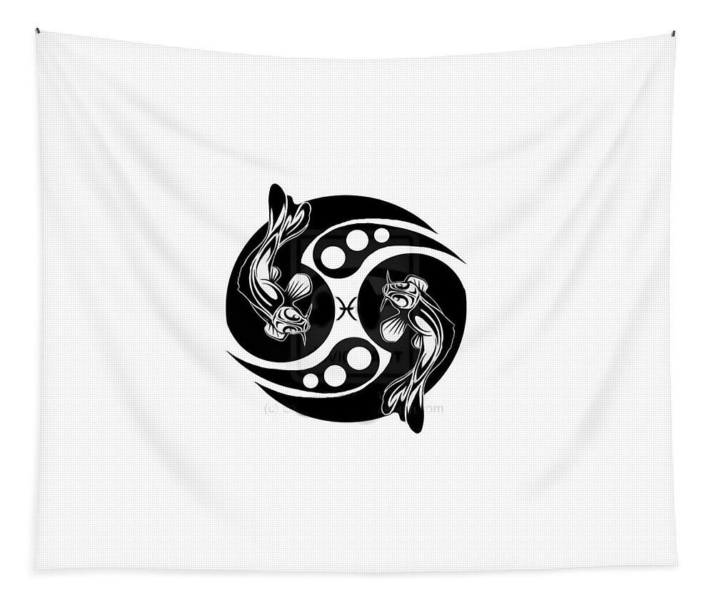 Pisces T-shirt Tapestry featuring the digital art Pisces Koi by Fli Art