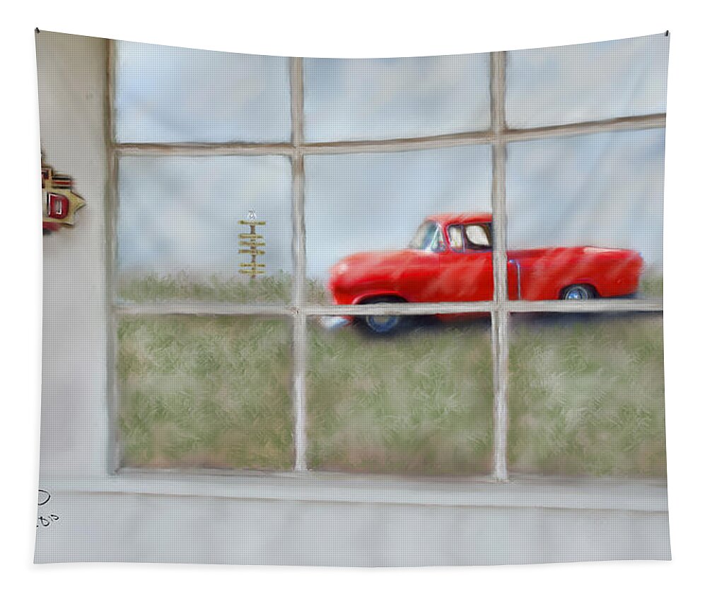 Truck Tapestry featuring the painting Pit Road--Fire and Ice by Colleen Taylor