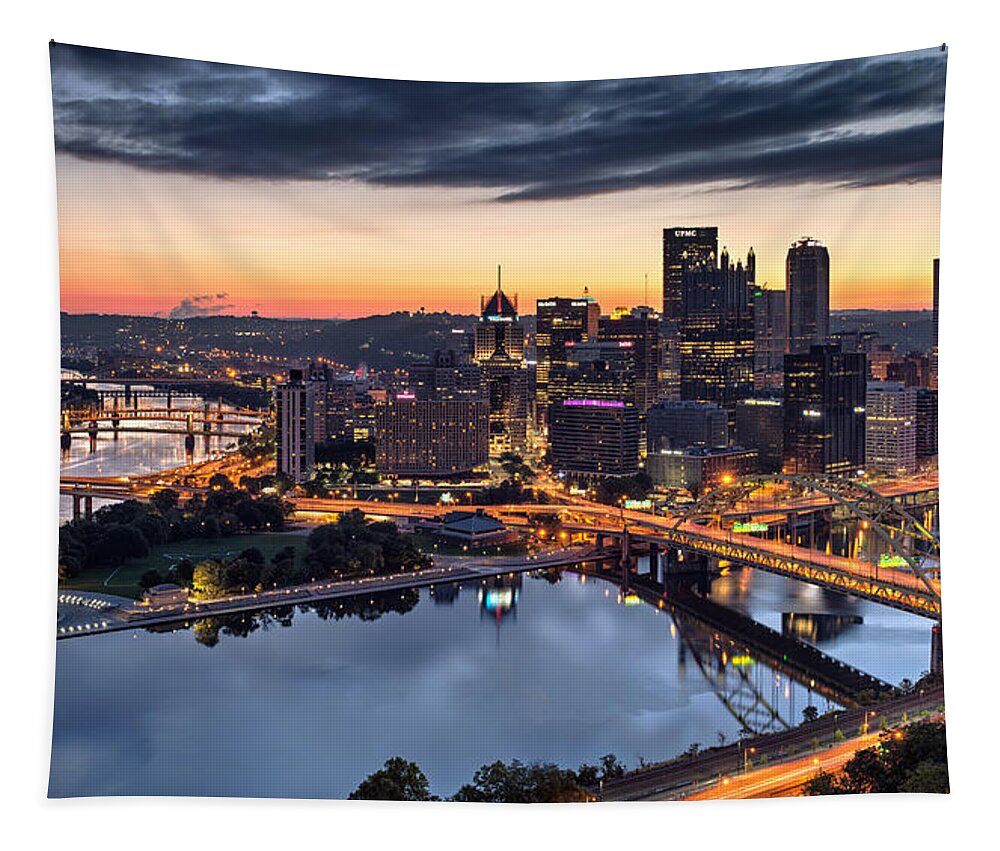 Pittsburgh Tapestry featuring the photograph Pittsburgh October Sunrise by Matt Hammerstein