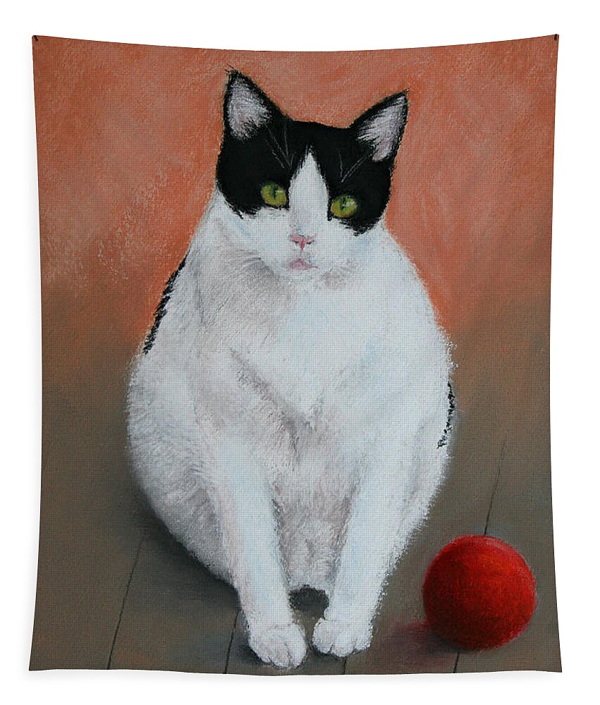 Cat Tapestry featuring the pastel PJ and the Ball by Marna Edwards Flavell