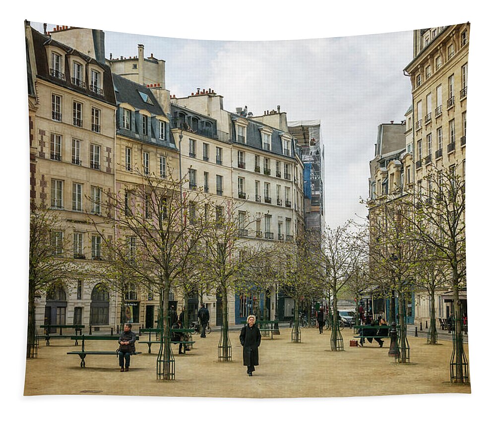 Joan Carroll Tapestry featuring the photograph Place Dauphine Paris Vintage by Joan Carroll
