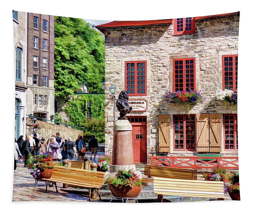 Quebec City Tapestry featuring the photograph Place-Royale by David Thompsen