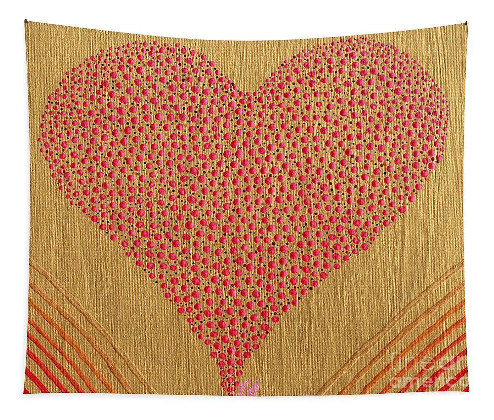 Acrylic Tapestry featuring the painting Playful Heart by Kasia Bitner