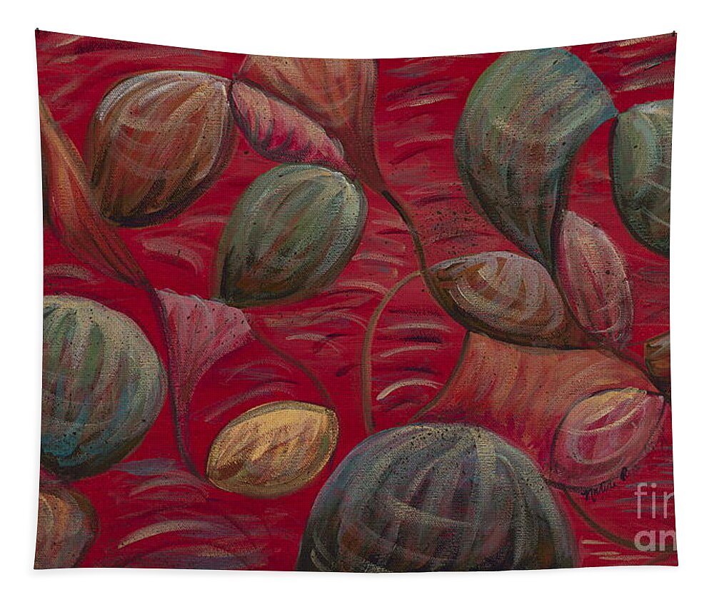 Red Tapestry featuring the painting Playful in Red by Nadine Rippelmeyer