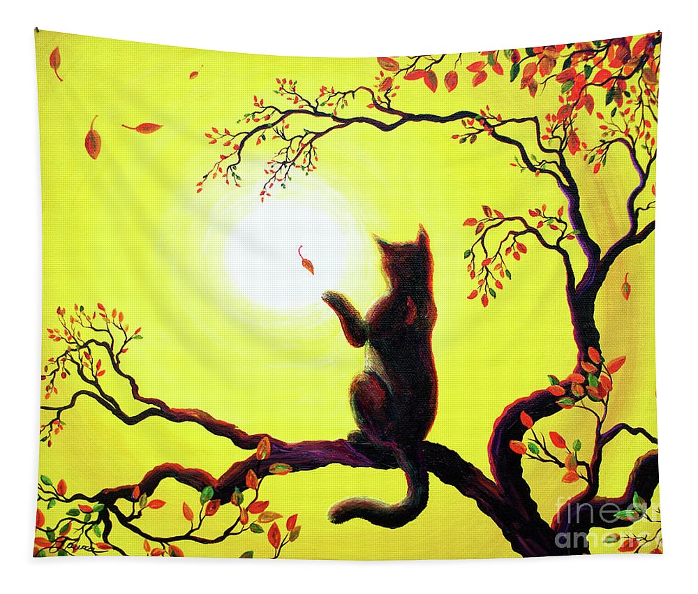 Zen Tapestry featuring the painting Playing on a Golden Afternoon by Laura Iverson