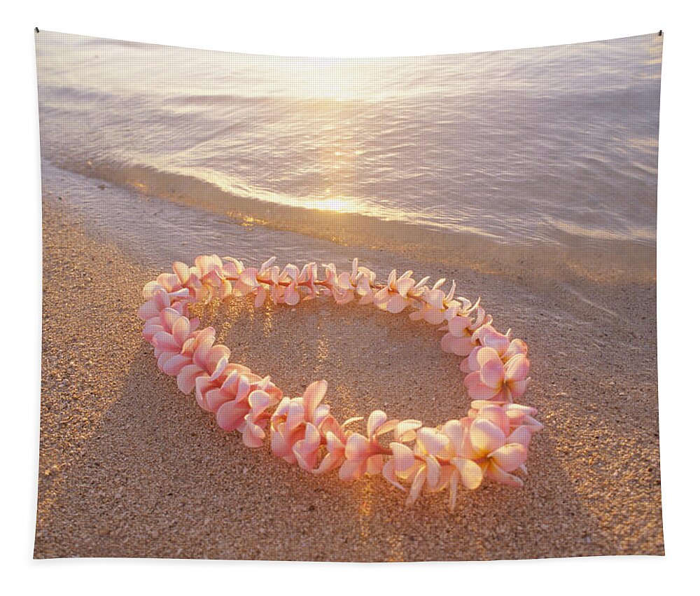 Afternoon Tapestry featuring the photograph Plumeria Lei Shoreline by Mary Van de Ven - Printscapes