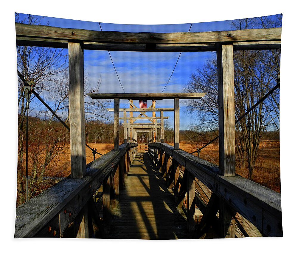 Pochuck Boardwalk Tapestry featuring the photograph Pochuck Boardwalk Bridge by Raymond Salani III