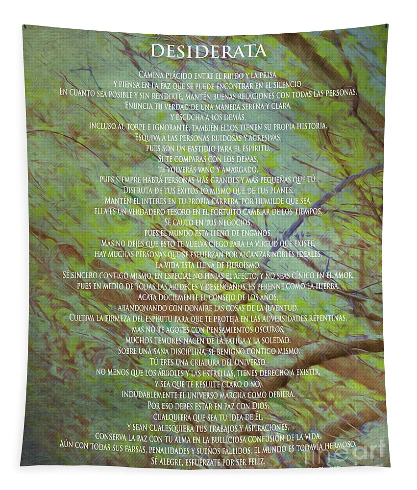 Claudia's Art Dream Tapestry featuring the painting Poema Desiderata en ESPANOL sobre arbol - original artwork by CLAUDIA ELLIS by Claudia Ellis