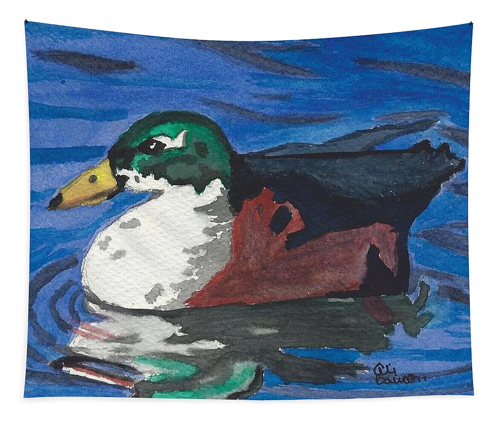 Duck Tapestry featuring the painting Poindexter by Ali Baucom